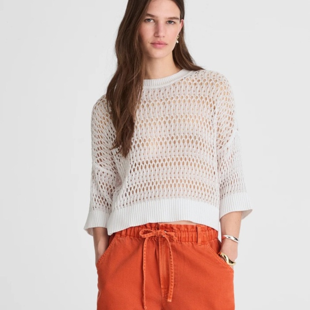 Relaxed Open-Stitch Sweater Tee